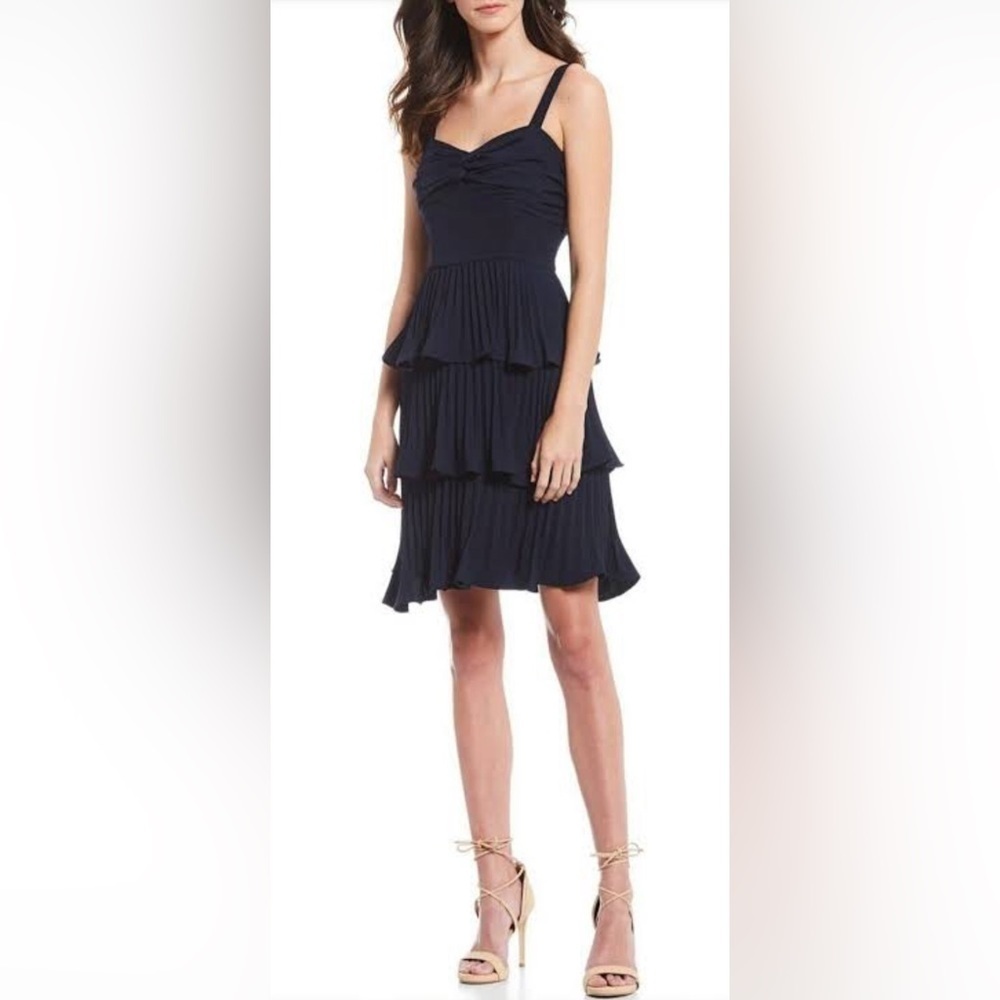 NWT Gianni Bini Danica Tiered Ruffle Sweetheart Dress in Navy Sz 8